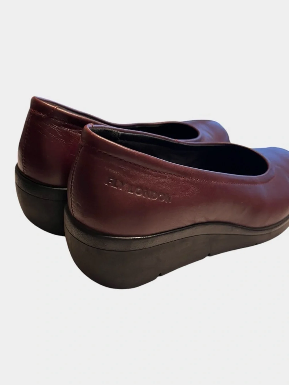FLY LONDON Burgundy Leather Platform Wedge Flats Size 39 / US 8–8.5